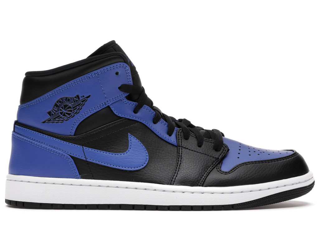Jordan 1 Mid Black Royal Tumbled Leather Black/Hyper Royal-White (554724-077)