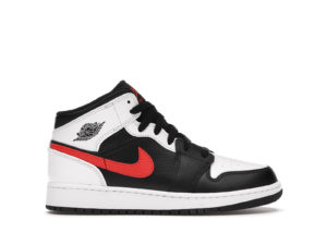 Jordan 1 Mid White Black Chile Red (GS) White/Black-Chile Red (554725-075)