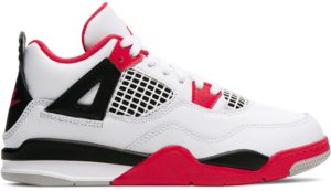 Jordan  4 Retro Fire Red 2020 (PS) White/Black-Tech Grey-Fire Red (BQ7669-160)