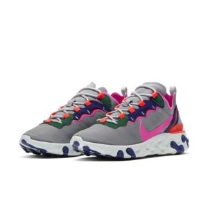 Nike  React Element 55 Wolf Grey Multi-Color (W) Wolf Grey/Hyper Crimson-Mystic Green-Laser Fuchsia (BQ2728-006)