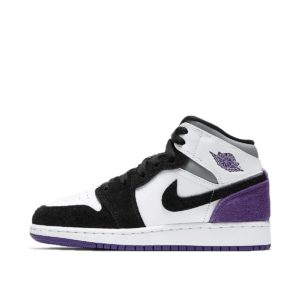 Jordan 1 Mid SE Purple (GS) White/Black-Light Solar Flare Heather-Varsity Purple (BQ6931-105)
