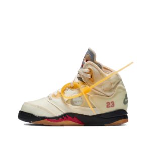 Jordan 5 Retro OFF-WHITE Sail (PS) Sail/Fire Red-Muslin-Black (CV4827-100)