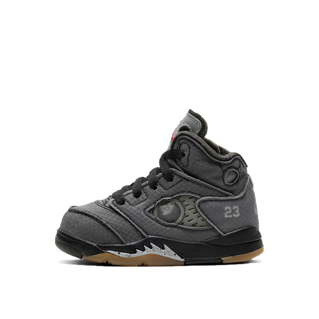 Jordan 5 Retro Off-White Black (TD) Black/Muslin-Fire Red (CV4828-001)