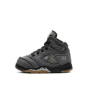 Jordan 5 Retro Off-White Black (TD) Black/Muslin-Fire Red (CV4828-001)