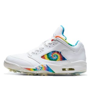 Jordan 5 Retro Low Golf Tie Dye Summit White/Deep Royal-Indigo Fog-Lemon Venom (CW4205-100)