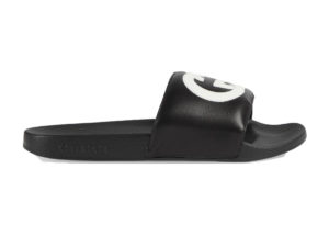 Gucci Slide Interlocking G Leather Black Black/White (644756 0R0F0 1071)