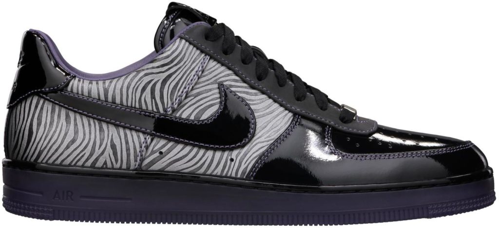 Nike Air Force 1 Low Downtown Zebra Black/Black-Metallic Silver-Canyon Purple (573979-003)