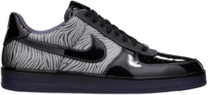 Nike  Air Force 1 Low Downtown Zebra Black/Black-Metallic Silver-Canyon Purple (573979-003)