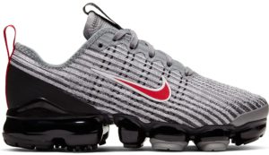 Nike  Air VaporMax Flyknit 3 Particle Grey (GS) Particle Grey/Black-Iron Grey-University Red (BQ5238-006)