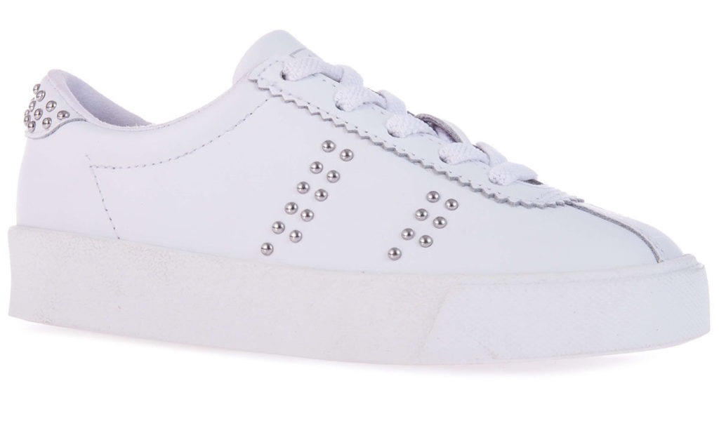 Superga 2843 Kids Club S Leather Studded White silver (s27262)