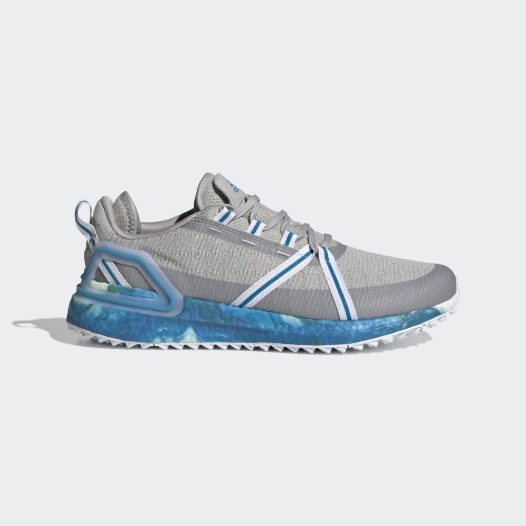 Adidas Solarthon Primeblue Limited-Edition Spikeless Golf Shoes Grey Two / Cloud White / Sonic Aqua (GV9750)