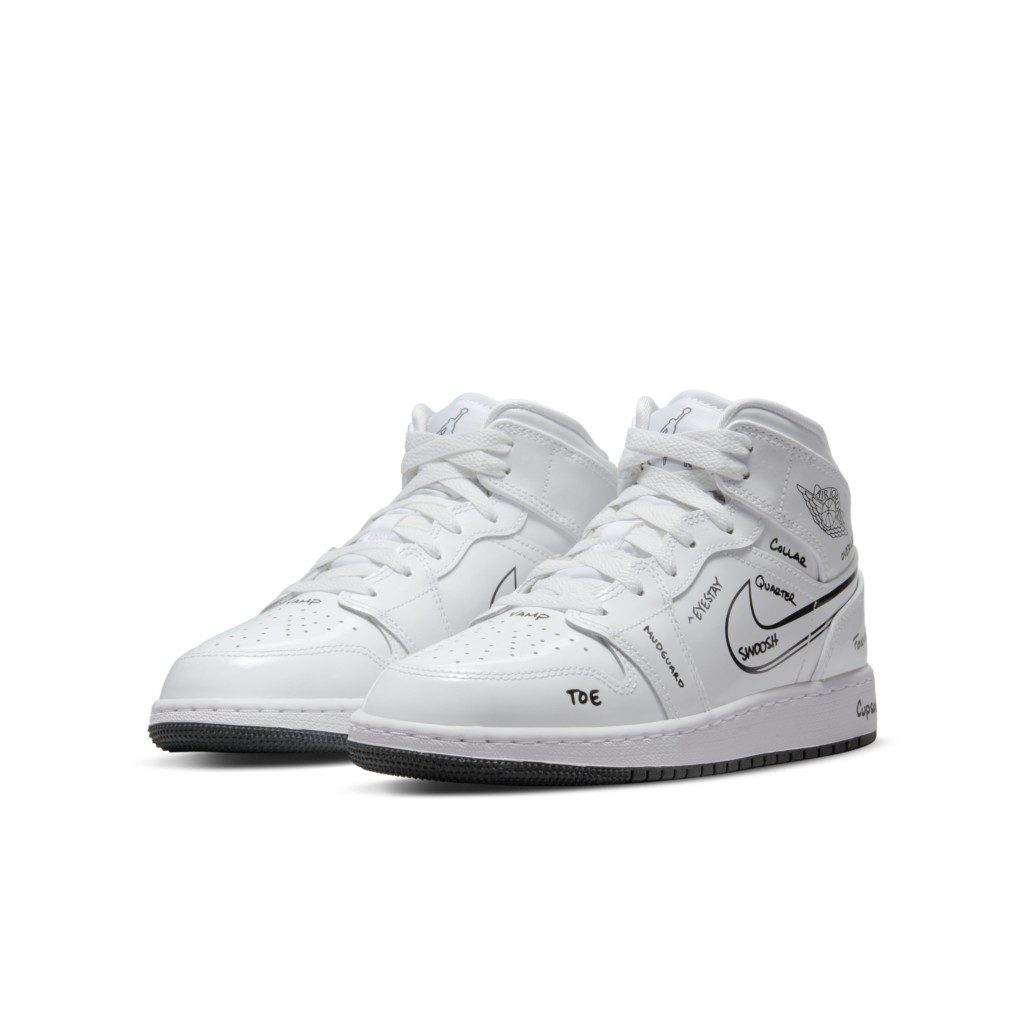 Air Jordan 1 Mid Older Kids’ White (DQ1864-100)