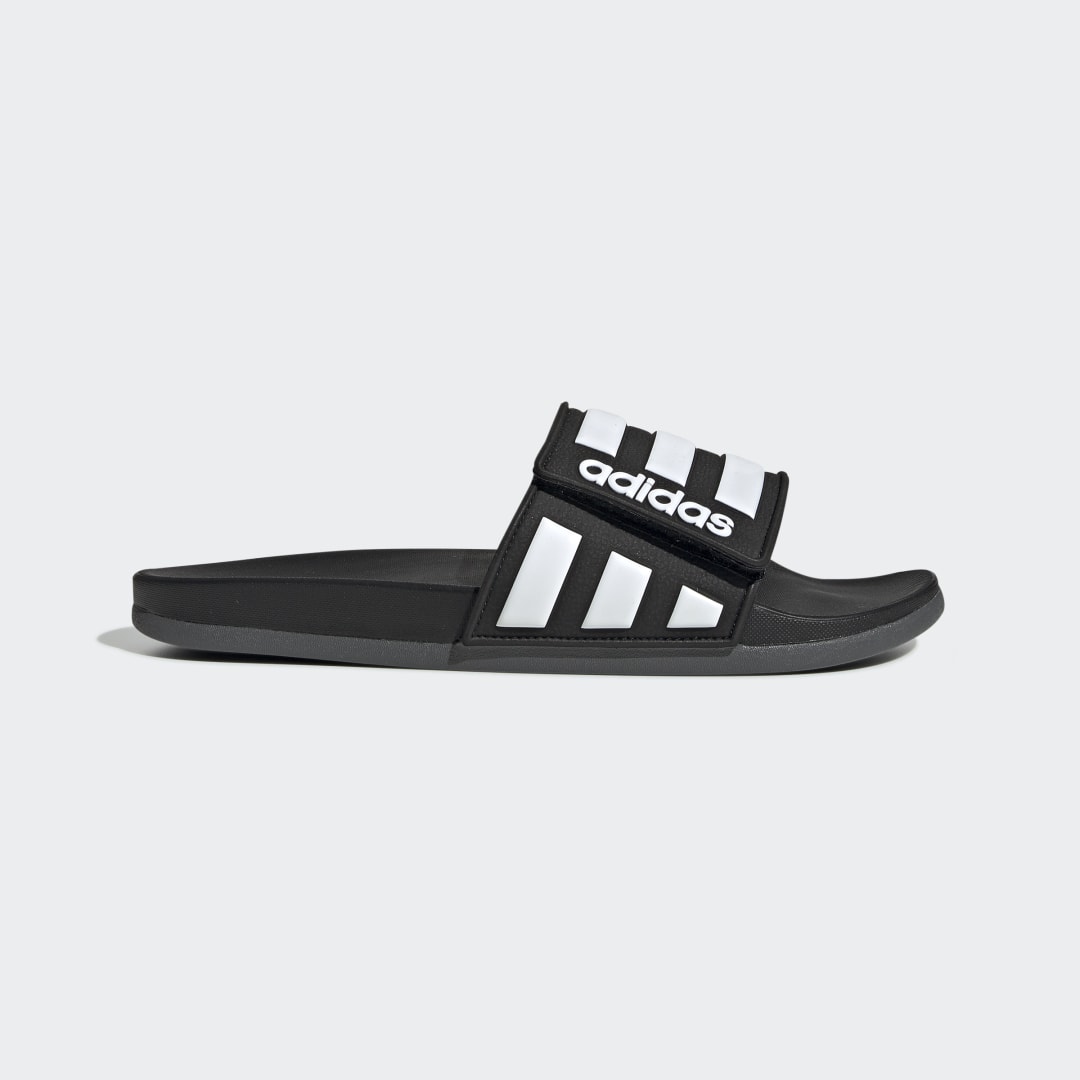 Adidas Adilette Comfort Adjustable Slides Core Black / Cloud White / Grey Six (EG1344)