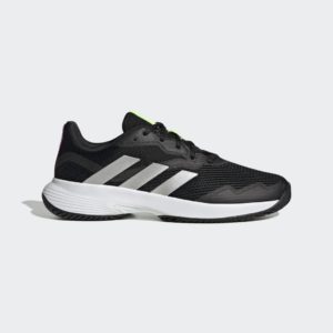 Adidas Courtjam Control Tennis Shoes Core Black / Silver Metallic / Cloud White (GW4225)