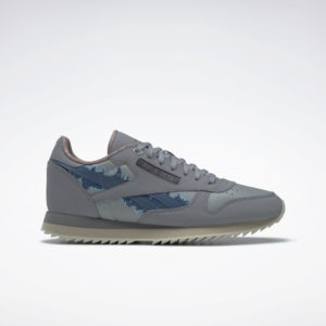 Reebok Jurassic World Classic Leather Ripple Shoes Pure Grey 5 / Flat Grey / Brave Blue (HQ6253)