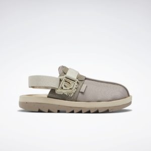 Reebok Jurassic World Beatnik Slides Boulder Grey / Parchment / Oatmeal (HQ6266)