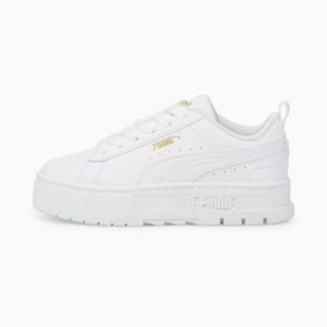 PUMA Mayze Leather Kids’ White/Gold (384528-01)