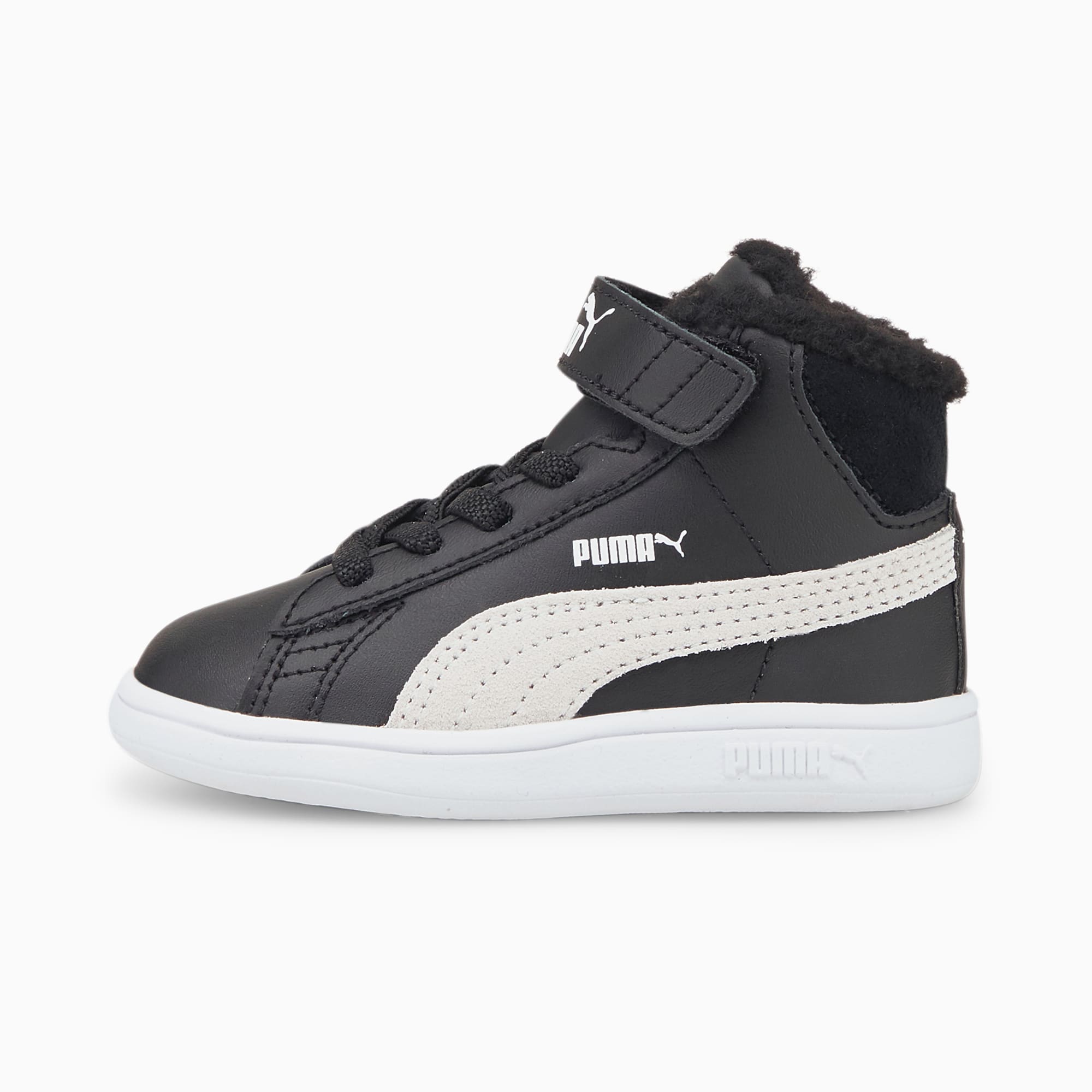 PUMA Smash V2 Mid Fur V Babies’ Black/White (366899-02)