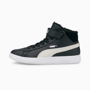 PUMA Smash V2 Mid Fur V Kids’ White/Black (366896-02)