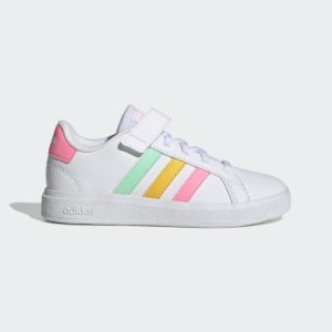 Adidas Grand Court Elastic Lace and Top Strap Cloud White / Pulse Mint / Beam Pink (HP8913)