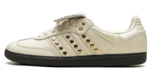 adidas Samba “Wales Bonner – Studded Pack – Cream”: cream leather with gold studs
